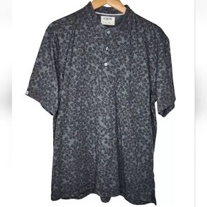 Linksoul Floral Print Henley T-Shirt in Gray and Black Size L